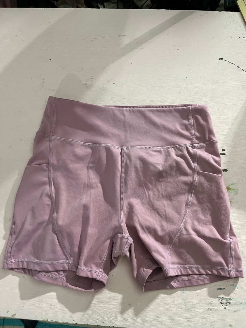 Butter Soft Athletic Pocket Performance Shorts - Lavender / Pink Large 4 Inch